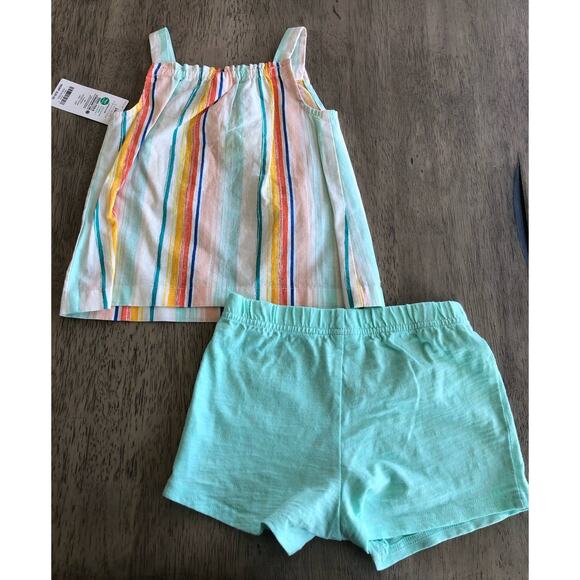Carters Two Piece Stripe Top and Aqua Shorts - 24M - Picture 4 of 4